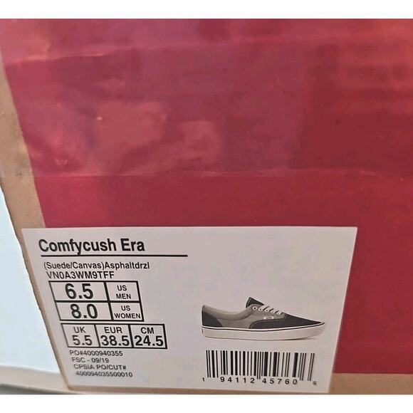 Vans~Woman 8 Mens 6.5~ComfyCush Era Suede/Canvas Asphaltdrzl Black/Gray Sneakers main image 10